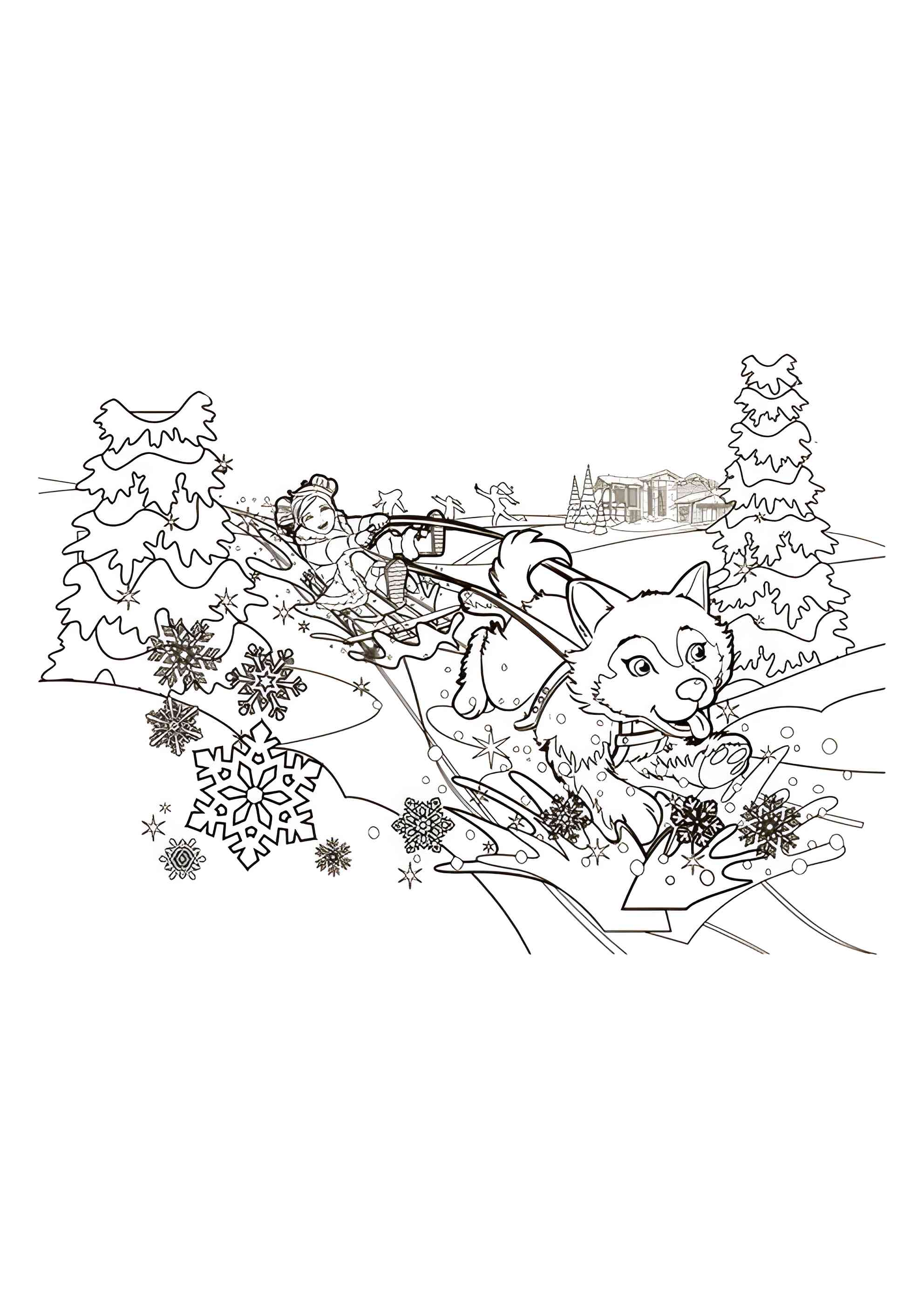 Раскраска Зимние сани