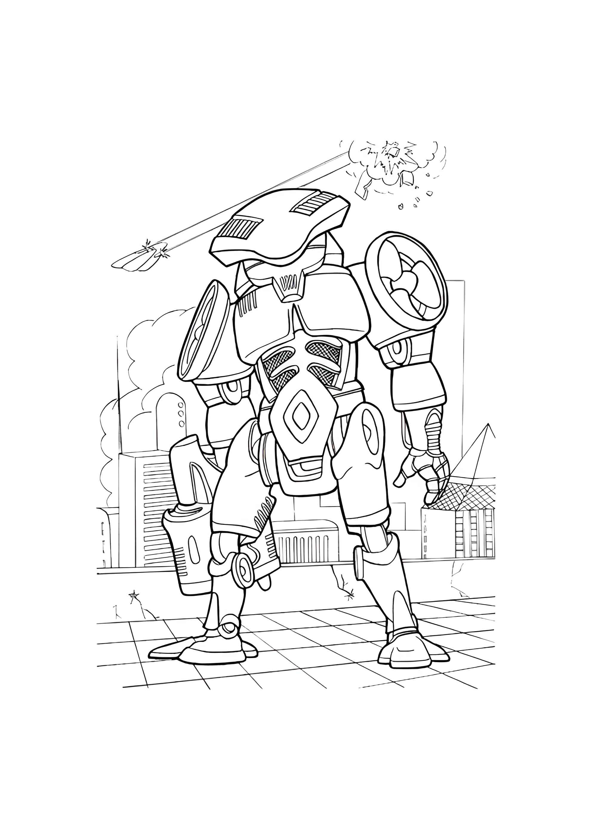 Раскраска Зловещий робот с бластером