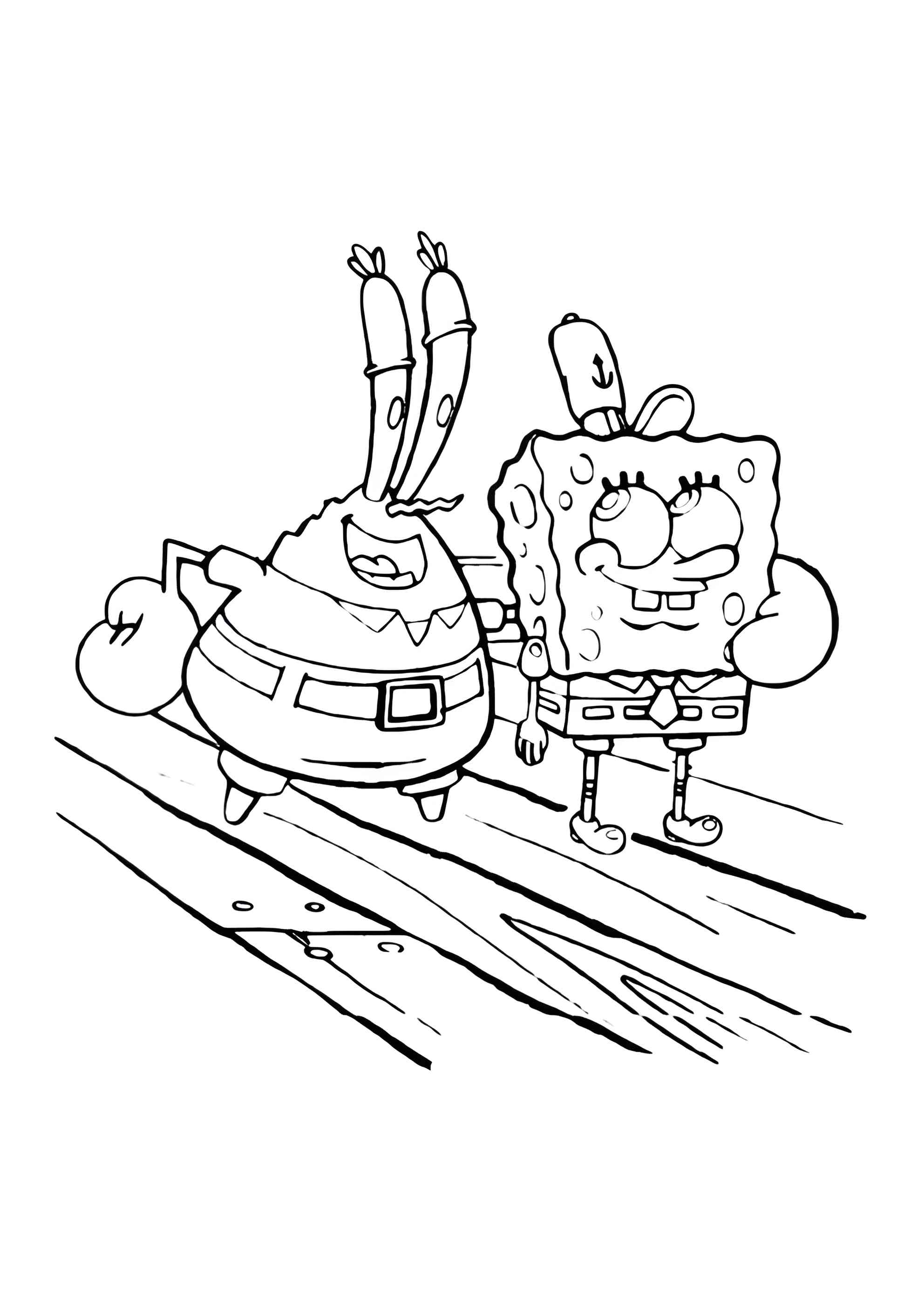 Раскраска Звезда Патрик смотри в подзорную трубу