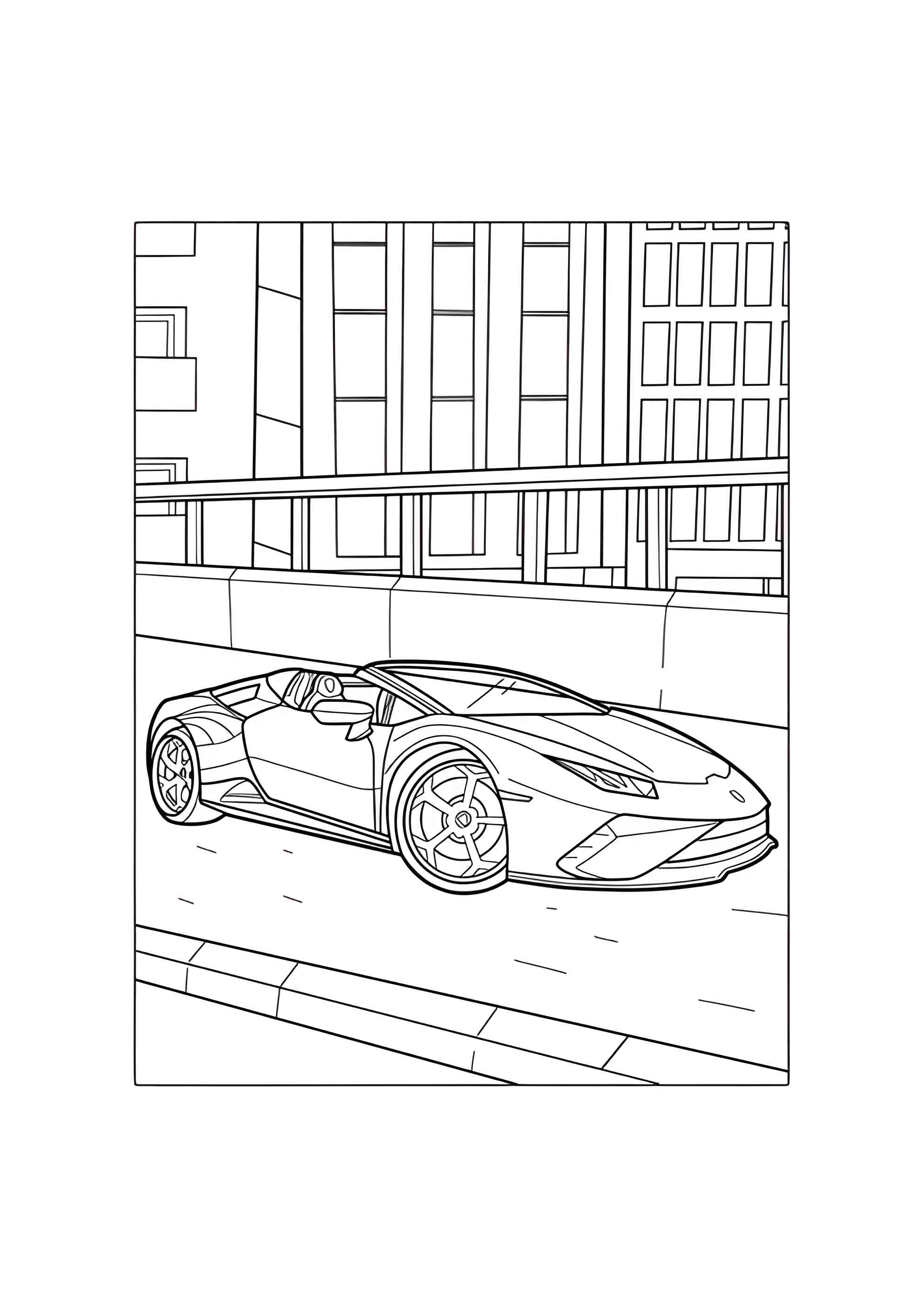 Раскраска Ламборгини Aventador в городе